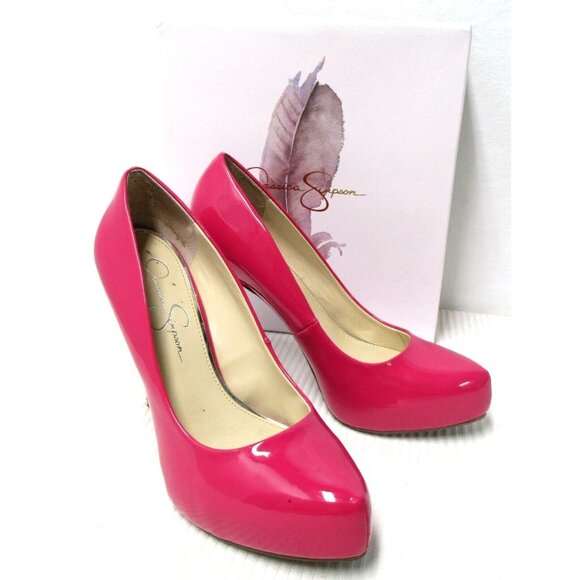 Jessica Simpson Shoes - Jessica Simpson Parisah Perfectly Pink Super Patent Platform Stiletto Heels Sz 9